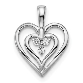 14k White Gold Polished Heart Diamond Pendant