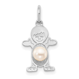 14K White Gold Boy 4mm FW Cultured Pearl-June