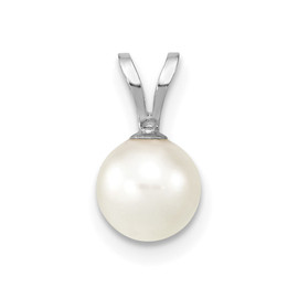 14K White Gold 6-7mm Round White Saltwater Akoya Pendant