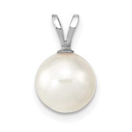 14K White Gold 8-9mm Round White Saltwater Akoya Pendant