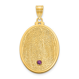 14KY Oval Fingerprint w/ 18k Bezel Birthstone Pendant