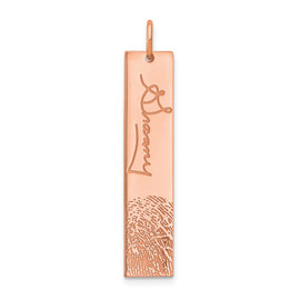 Rose Gold Plated Sterling Silver Vertical Signature and Fingerprint Charm