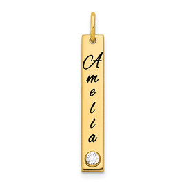 14KY Small Enameled w/18k Bezel Birthstone Vertical Bar Charm