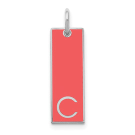 14K White Gold Medium Enameled Initial Bar Charm