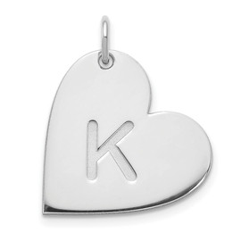 14K White Gold Initial Heart Charm