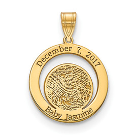 14KY Date of Birth and Fingerprint Pendant