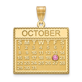 14K Calendar w/18k Bezel Birthstone Pendant