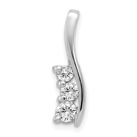 14k White Gold A Diamond Small Three Stone Curved Bar Pendant