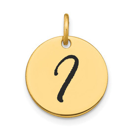 14k Polished Black Enamel Letter I Initial Disk Charm