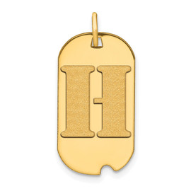 14k Polished Letter H Initial Dog Tag Pendant