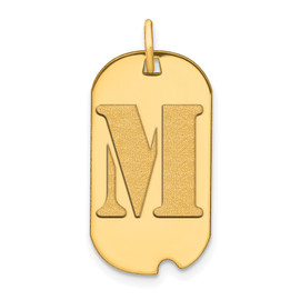 14k Polished Letter M Initial Dog Tag Pendant