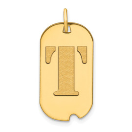 14k Polished Letter T Initial Dog Tag Pendant