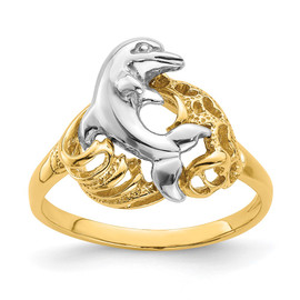 14k Two-tone Dolphin Wave Ring