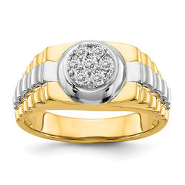 14k Two-tone AAA Diamond men's ring