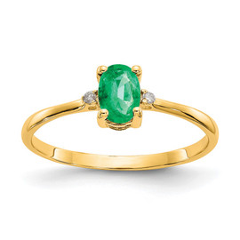 14k Diamond & Emerald Birthstone Ring