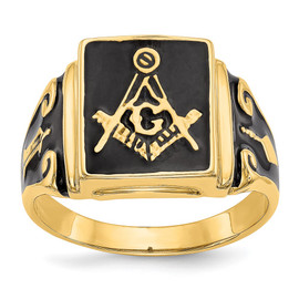 14k Men's Masonic Enameled Ring