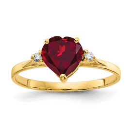 14k 7mm Heart Created Ruby VS Diamond ring
