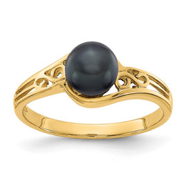 14k 6mm Black FW Cultured Pearl ring