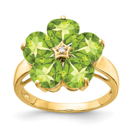 14k 6mm Heart Peridot VS Diamond ring