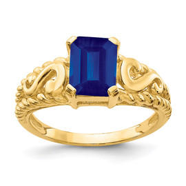 14k 8x6mm Emerald Cut Sapphire ring