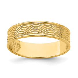 14k Wave Engraved Thumb Ring