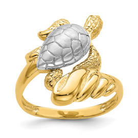 14K W/ Rhodium Turtle Ring