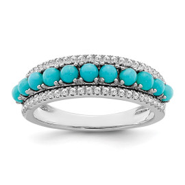 14k White Gold Turquoise and White Topaz Ring