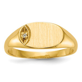 14k Child's AAA Diamond Closed Back Signet Ring