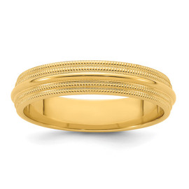 14KY 5mm Double Milgrain Comfort Fit Band