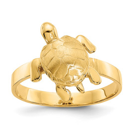 14K Gold Polished / Textured Sea Turtle Ring