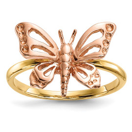 14k Two-tone Polished Butterfly Ring