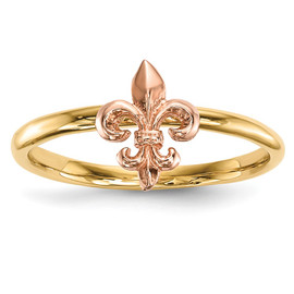 14k Two-tone Polished Fleur de Lis Ring