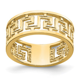 14K Polished Cut Out Greek Key Design Band