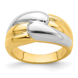 14k Two-Tone Polished Zigzag Design Ring