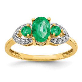14k Oval Emerald and Diamond Ring