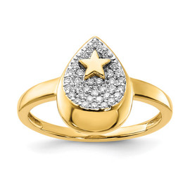 14k Polished Teardrop w/Star Diamond Ring