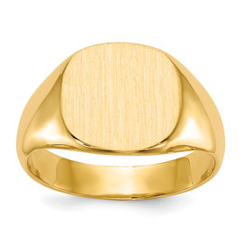 18ky 12.5x13.5mm Closed Back Men's Signet Ring