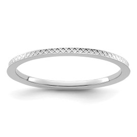 14K White Gold 1.2mm Criss-Cross Pattern Stackable Band