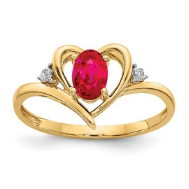 14k Ruby and Diamond Heart Ring