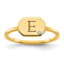 14KY Initial Octagon with Diamond Signet Ring