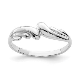 14K White Polished Wave Ring