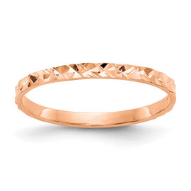14K Rose Gold Diamond-cut Design Band Childs Ring