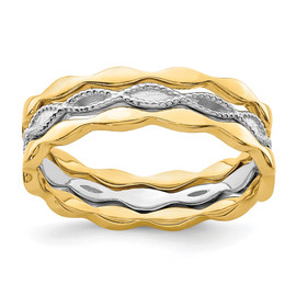 14K Yellow & White Gold Set of 3 Stackable Rings