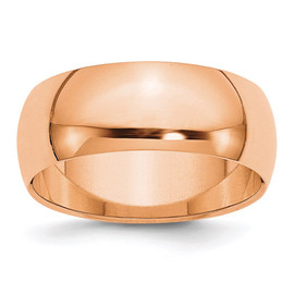 14k Rose Gold 8mm Half Round Band