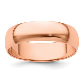 14k Rose Gold 6mm LTW Half Round Band