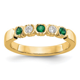 14k Yellow Gold Diamond w/Emerald Band