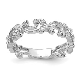 14k White Gold Diamond Floral Band