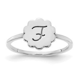 14KW Initial Flower Signet Ring