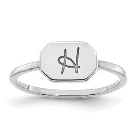 14KW Initial Octagon Signet Ring