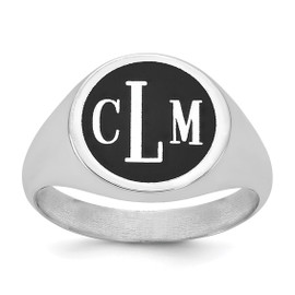 14KW Polished with Enameled Background Monogram Signet Ring